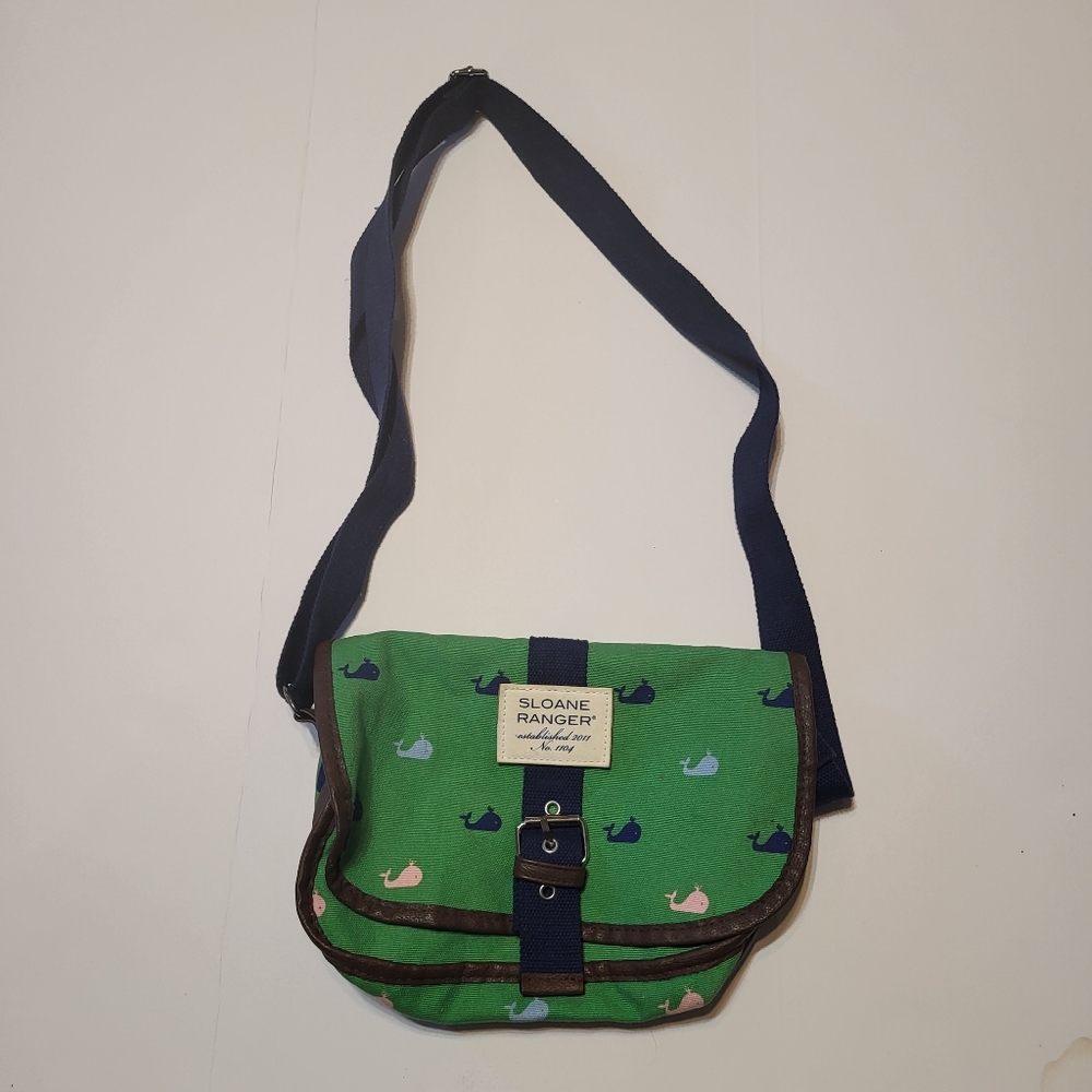 SLOANE RANGER Windsor Whale Print Messenger Bag Crossbody Purse Pouch Sling